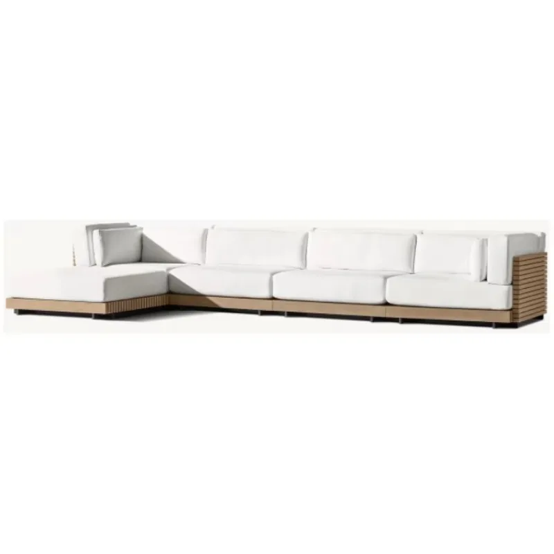 

Outdoor balcony modern furniture with solid teak sofa combination
