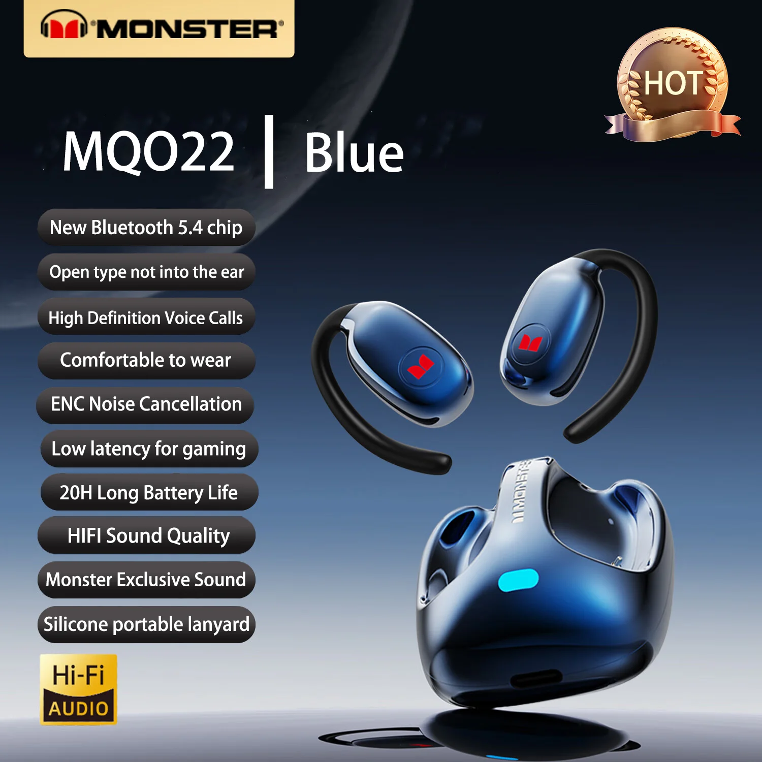 الأصلي الوحش MQO22 OWS بلوتوث 5.4 سماعات HIFI جودة الصوت ستيريو الموسيقى سماعة الألعاب مقاوم للماء سماعات أذن رياضية