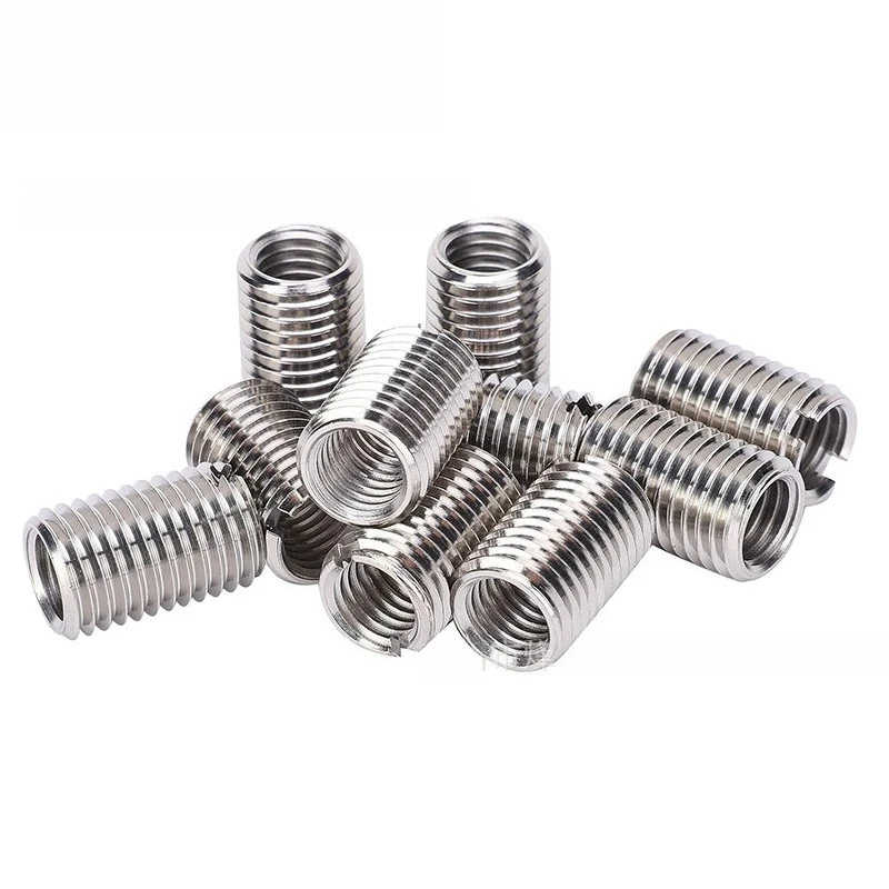 10PCS Bagged Stainless Steel Slotted Self-Tapping Thread Inserts Internal External Thread Repair Nut Self Tapping Thread Sleeve