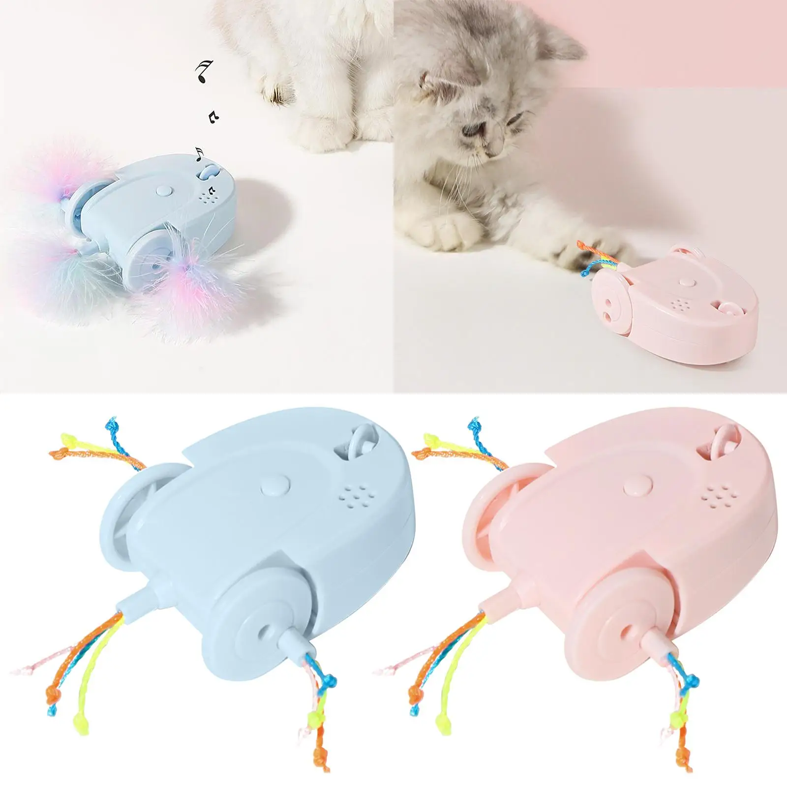 Cat Toys Interactive Teaser Pet Stick Mouse Toy Moving Toys