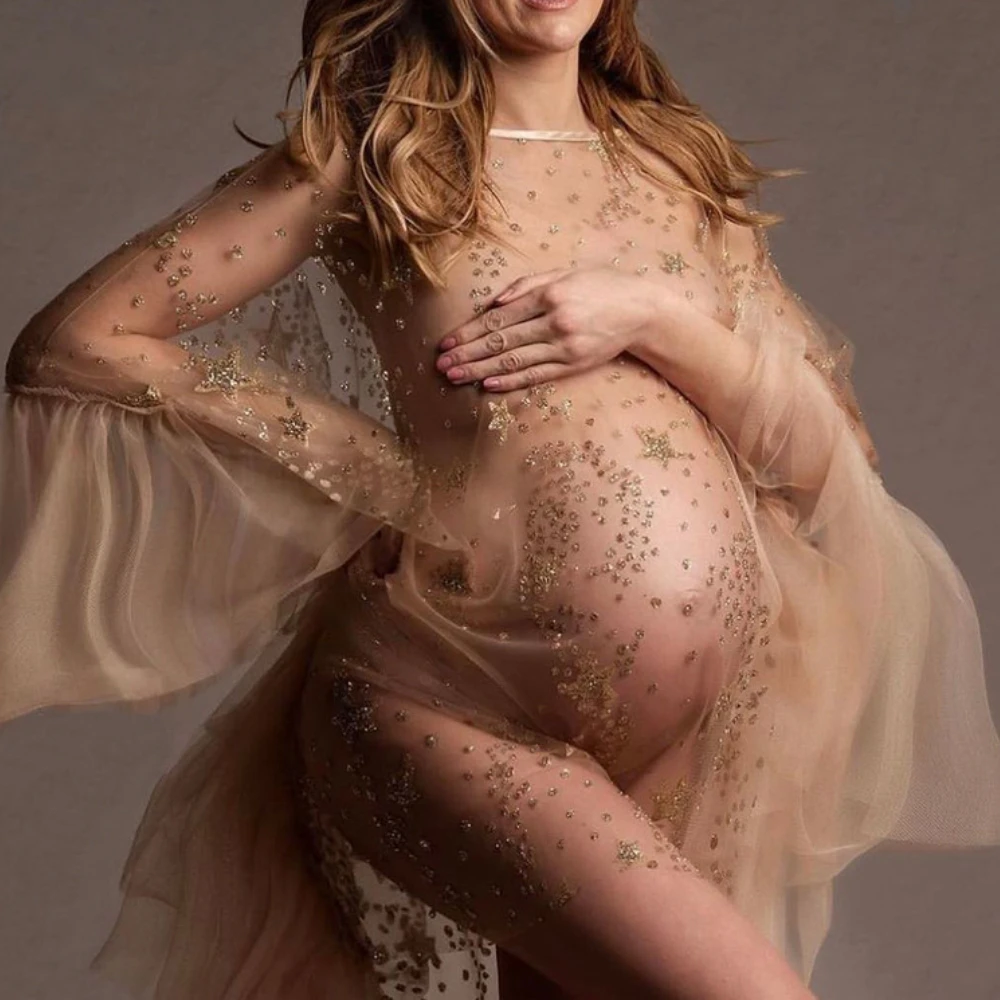 

Maternity Photography Prop Long Lace Dress Shooting Dress See Through Lace Pregnancy Dress
