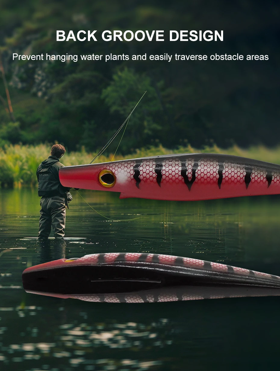 ESFISHING Große Weiche Angelköder Hog Shad 150mm 200mm Buntlackierte Kunststoff-Großköder für Meeresangeln SwimBait – Detail 5
