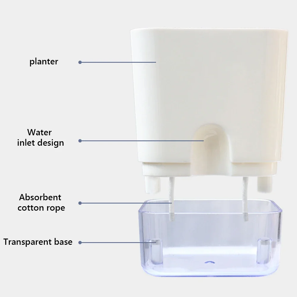 

Self Watering Plant Pot Self Watering Planter with Visible Reservoir Transparent Flower Pot Square Planter Pot for Indoor Plants