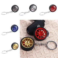 Simulation Tire Car Wheel Keychain Alloy Wheel Rim Simulation 3D Tire Rubber Tire Keyring Auto Wheel Silicone Car Lover Gifts