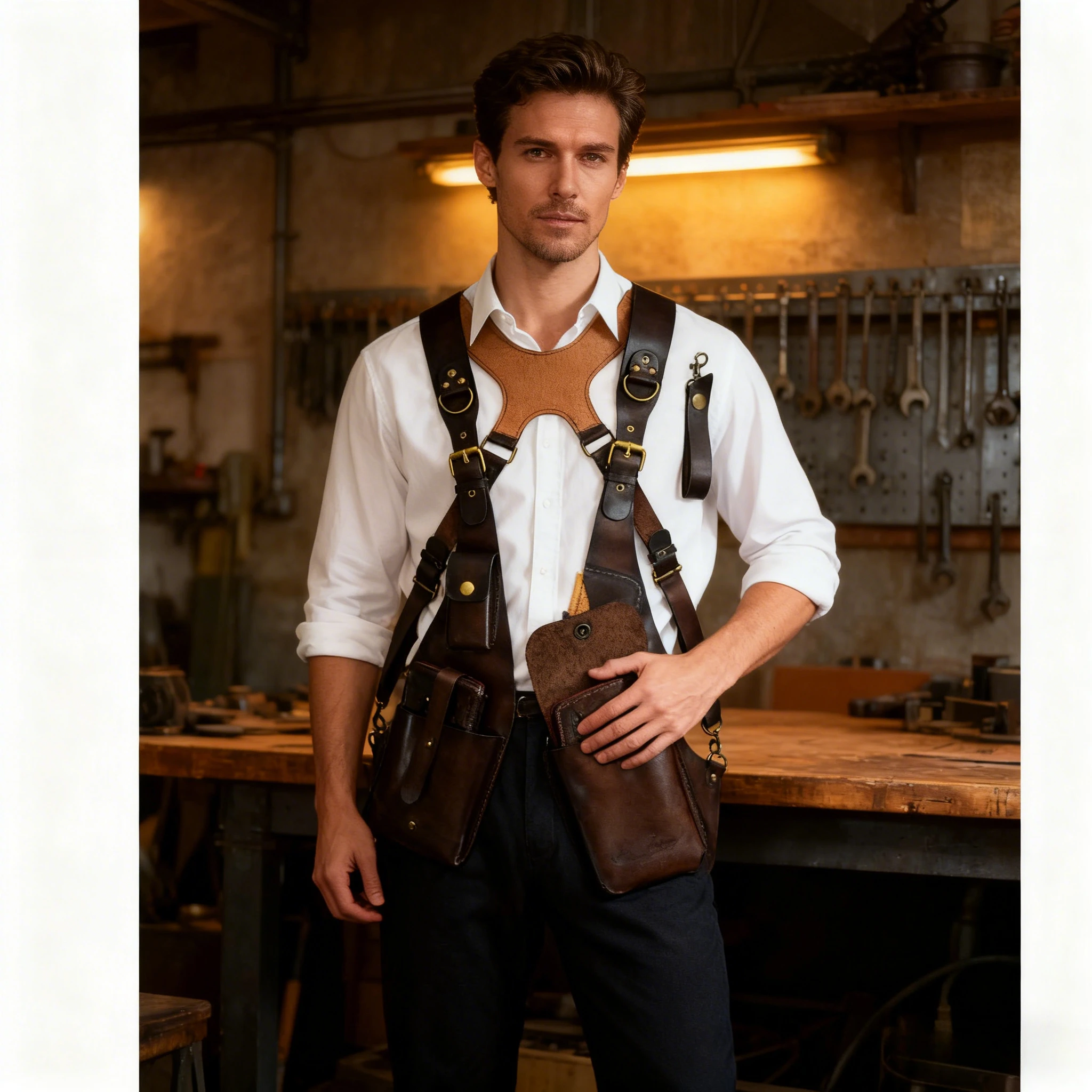 

Новая европейско-американская винтажная кожаная сумка на подтяжках унисекс, сумка через плечо подмышками, уличная портативная квадратная сумка для телефона