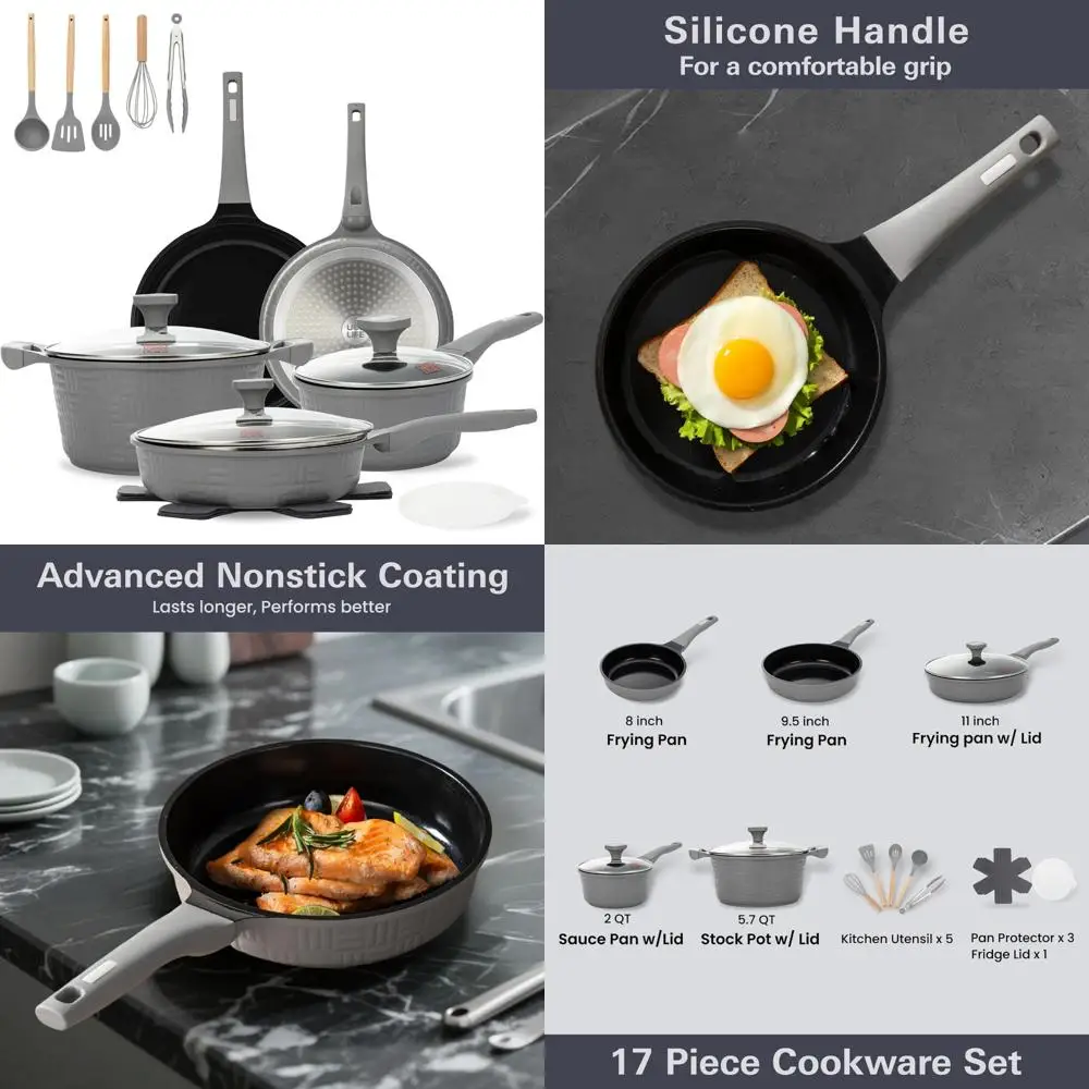 

ucclife 17-pcs pots and pans set non stick, induction cookware set, non-toxic kitchen cooking set, frying pan, saucepan stock po