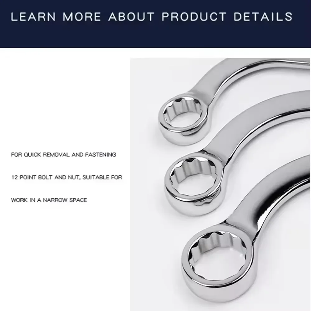 Allsome 5 stks S Type Double Ended Inbussleutel 140-240 MM Combinatie Ring Spanner Pruim Plaat Gebogen Machine Fastener Reparatie Tools