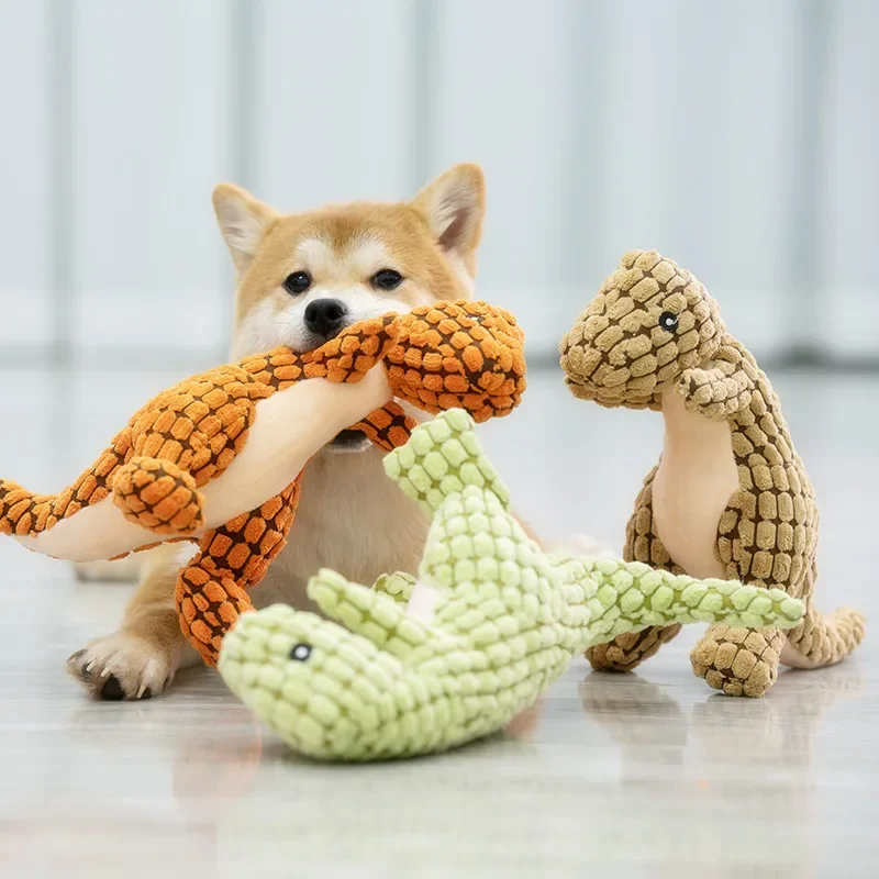 Cute Dinosaur Plush Dog Toys Pet Supplies Tooth Cleaning Dog Accessories for Bite Resistant Simulated Interactive Training Toys