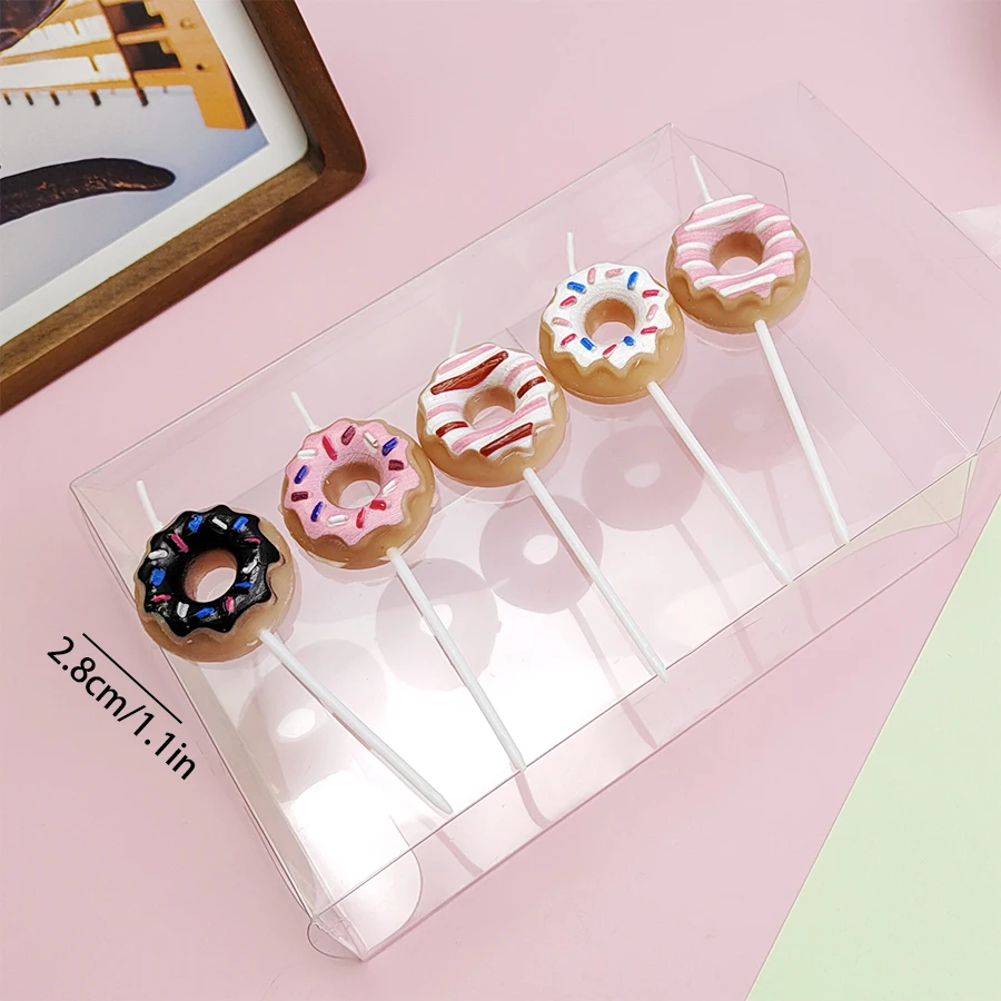 5PCS Cartoon Kuchen Kerzen heißer Verkauf Donuts alles Gute zum Geburtstag Kinder Party Dekorationen romantische Valentinstag Geschenke – Detail 4