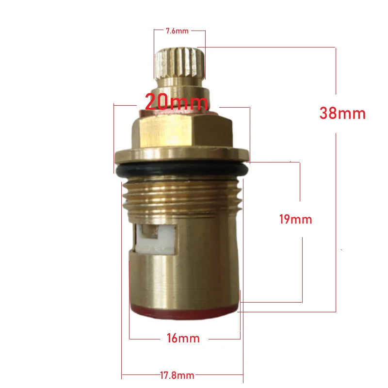 1/4 Turn G 3/8 single Teeth Brass cartridge Accessories Hot or Cold Faucet Brass Valve Core