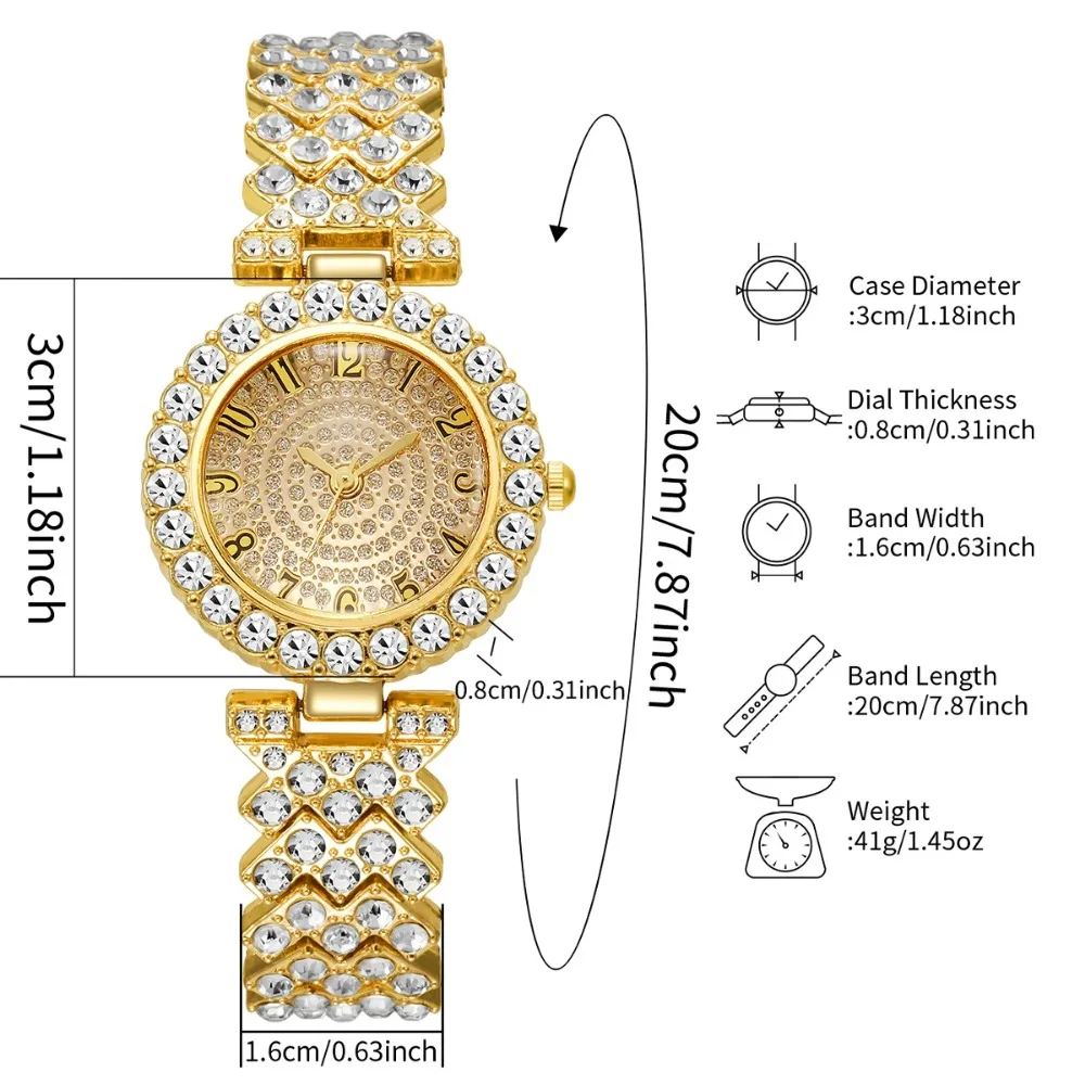 5PCS Luxury Rhinestone Women's Quartz Watch Rhinestone  Jewelry Set Elegant Ladies Bracelet Strap Wristwatches（Without Box） image 6
