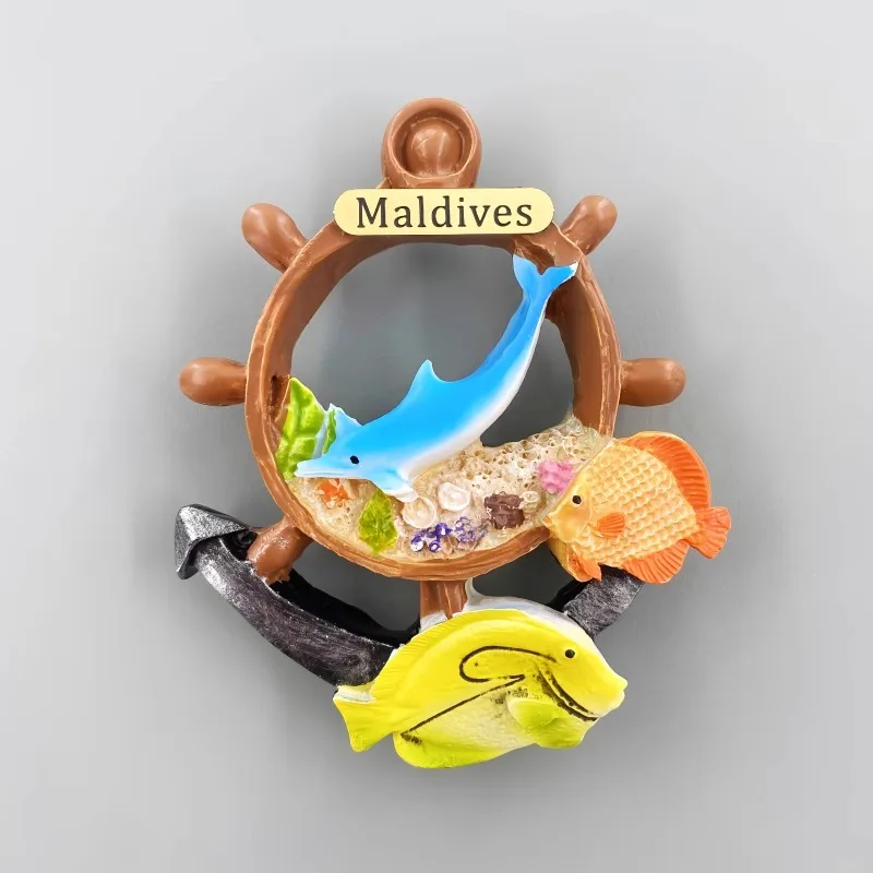 Maldives creative three-dimensional dolphin clown fish coral fish rudder souvenir magnetic refrigerator sticker