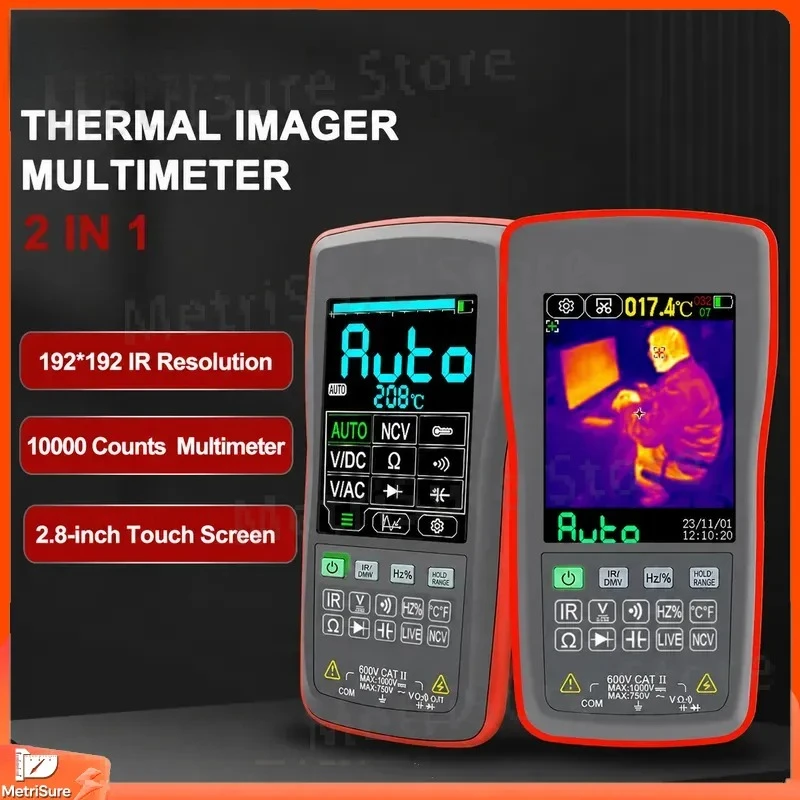 Thermal Imager ET13S 192x192 Resolution Infrared Camera Thermometer Multimeter 2 in 1 Heat Detector Temperature Gun