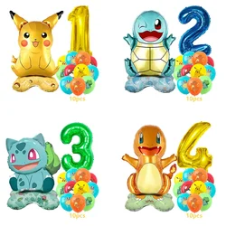 12pcs Pokemon Pikachu Balloon Set Children's Party Decoration Charmander Squirtle Bulbasaur Birthday Foil Balloon Gift Doll Toy