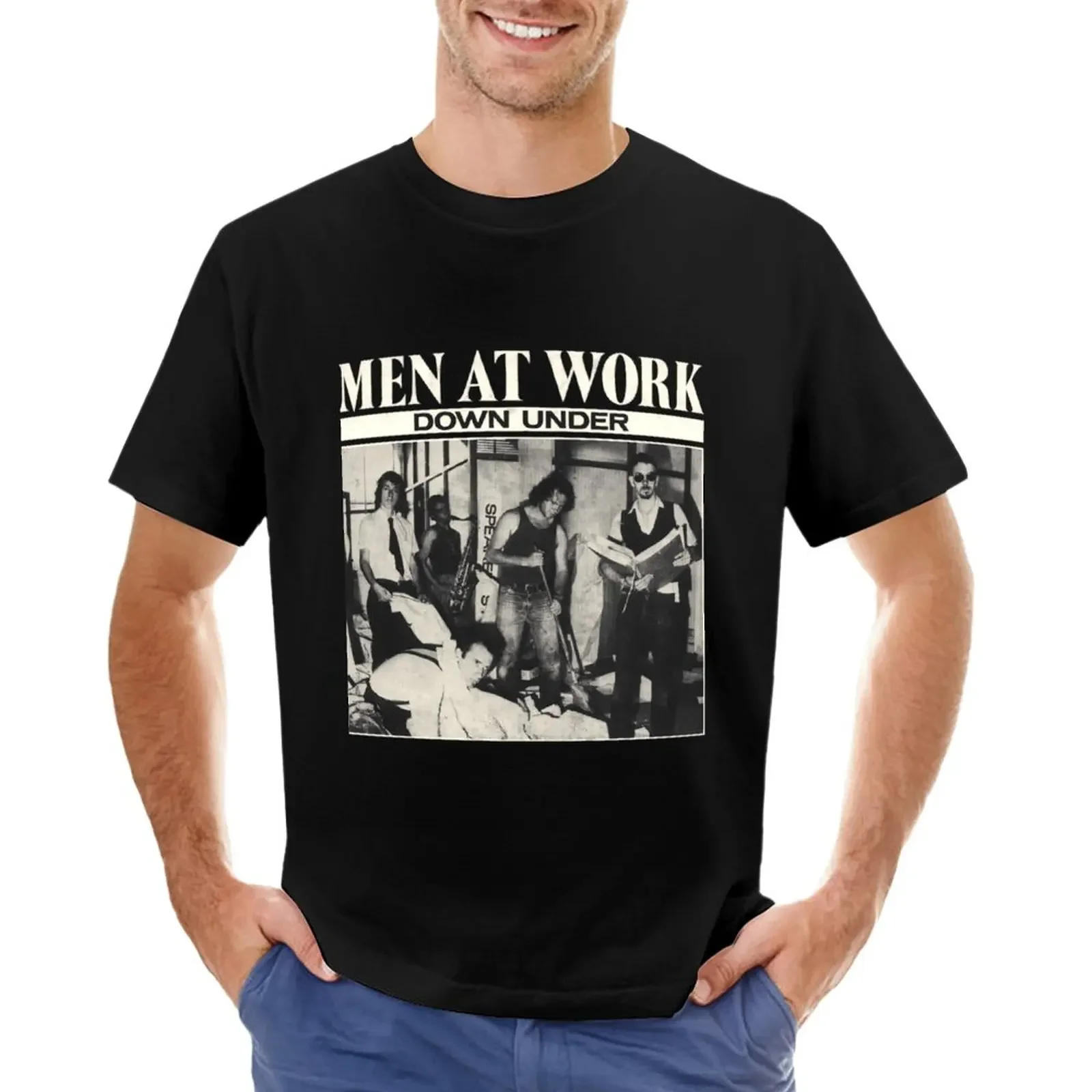 

Men At Work "Down Under" Australian Rock Band Classic Seventies. Classic . T-Shirt vintage mens cotton t shirts