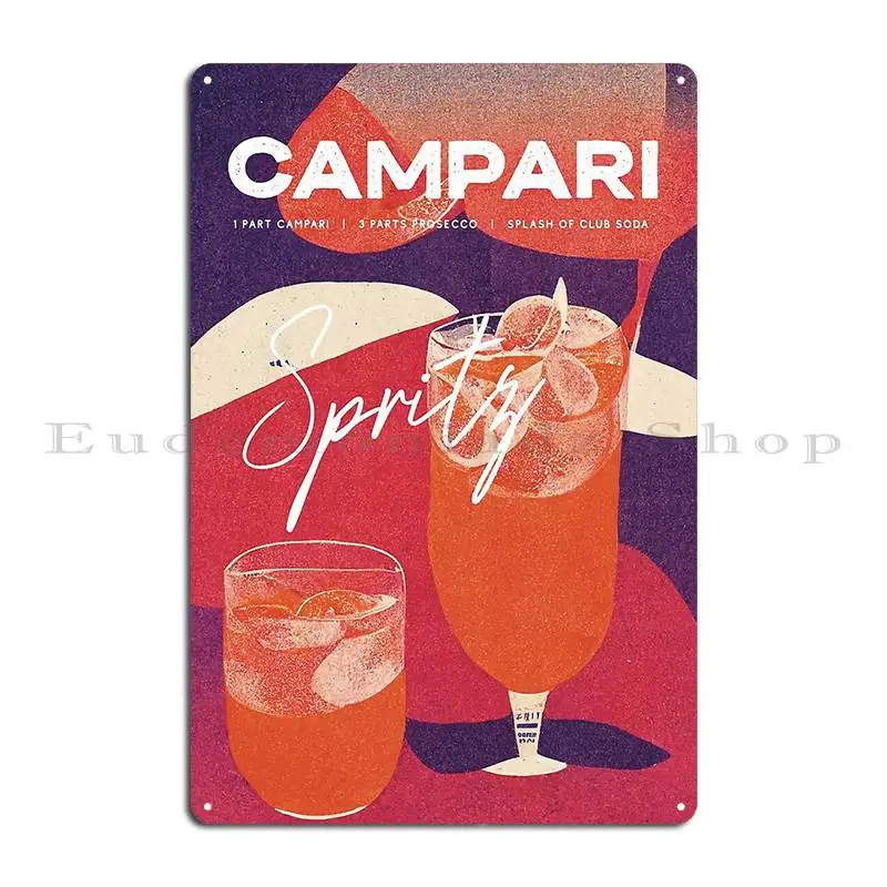 Campari Retro Cocktail Poster Violet Night Bar Prints Vintage Drinks Recipe Wall Art Metal Sign Printed Club Party Poster