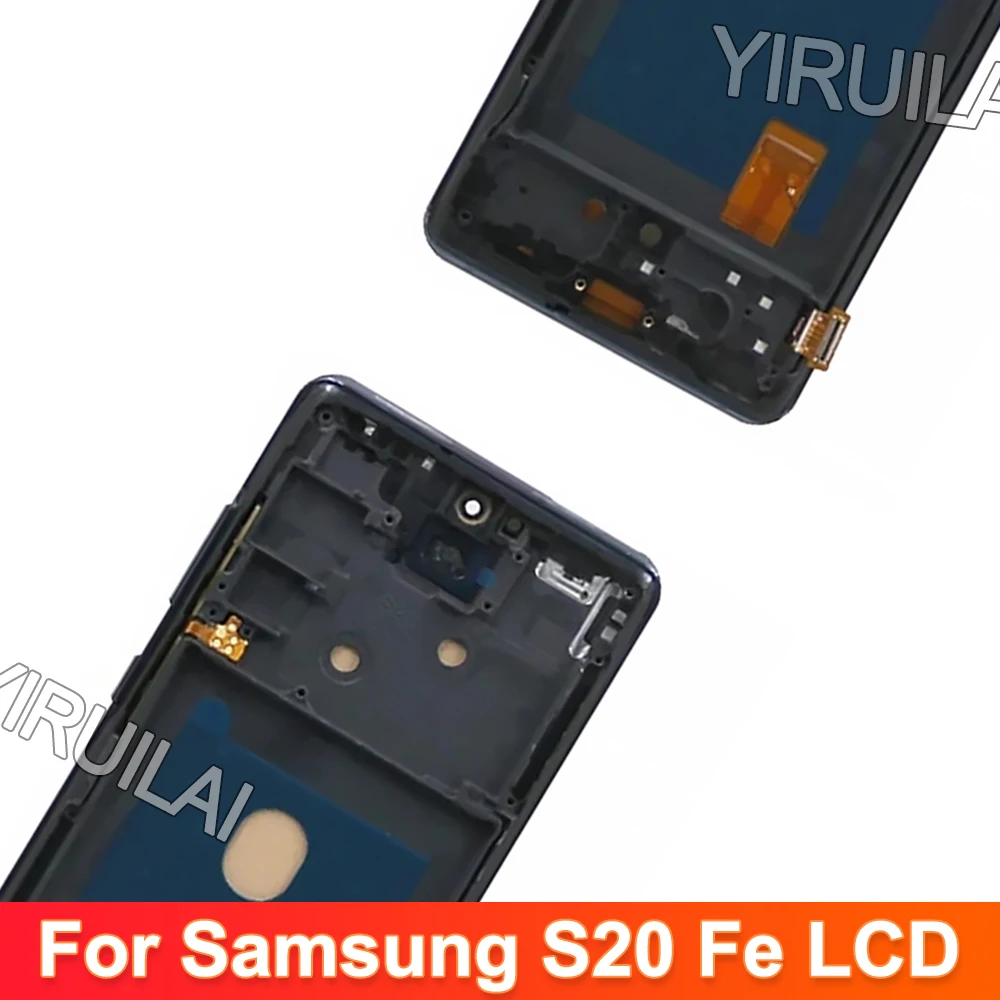 Layar OLED lcd SM-G781 Samsung S20 FE G781U G781B, layar LCD dengan bingkai layar sentuh pengganti rakitan Digitizer