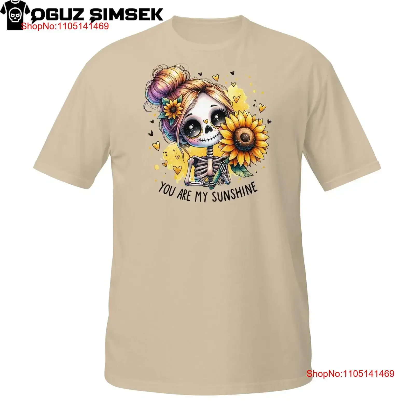 

Футболка You Are My Sunshine со скелетом для девочек, милая готическая пастельная винтажная стираная домашняя уличная одежда с рисунком подсолнуха, удобная