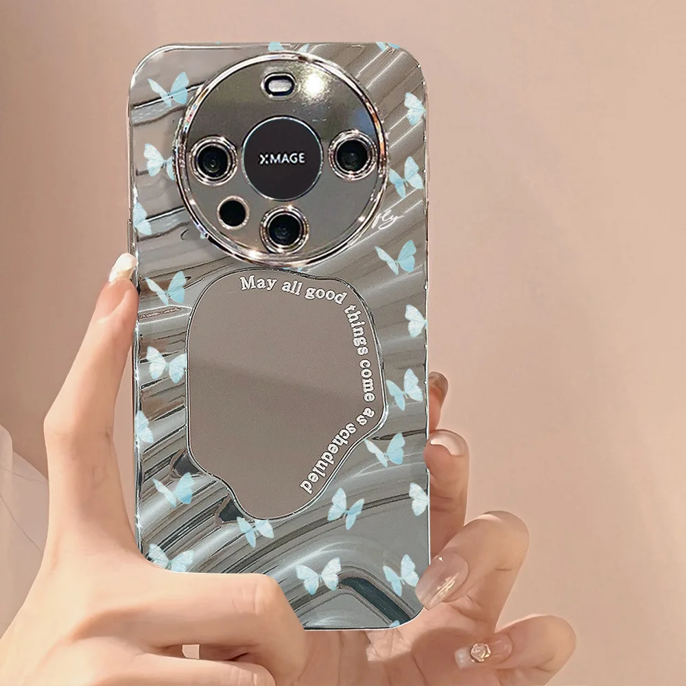 

Butterfly Mirror Phone Case For iPhone 14 Case iPhone 13 11 12 15 16 Pro Max Shockproof Bumper Luxury Plating Wave Pattern Cover