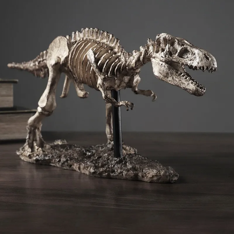 46CM AMERICAN CREATIVE DINOSAUR ART SCULPTURE DINOSAUR SKELETON MODEL STATUE ANIMAL ORNAMENTS RESIN CRAFT HOME DECORATION R4461