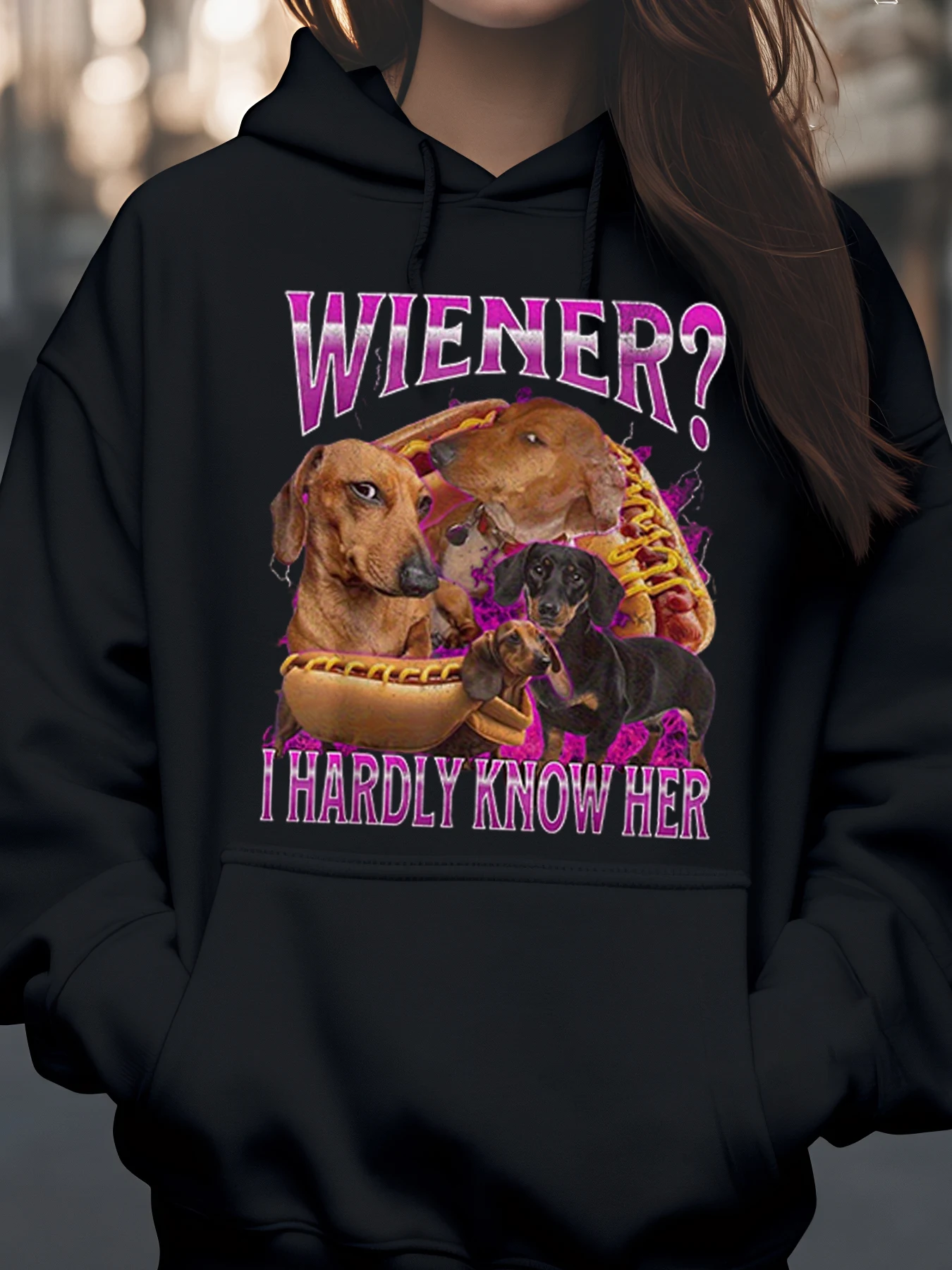 

Толстовка с принтом Wiener Dog Humor, повседневная одежда для любителей домашних животных на Хэллоуин для женщин