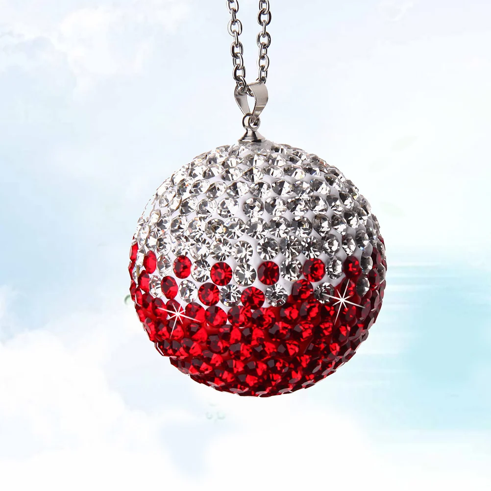 

Crystal Ball Hanging Pendant Red Gradient Design Rhinestone Car Interior Ornament Creative Auto Accessories Decorative Car Charm