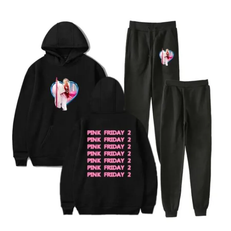 Nicki Minaj Pink Friday 2 Album Men's Sportswear Sets Casual Tracksuit Two Piece Set Top and Pants Sweat Suit Male Sporting Suit