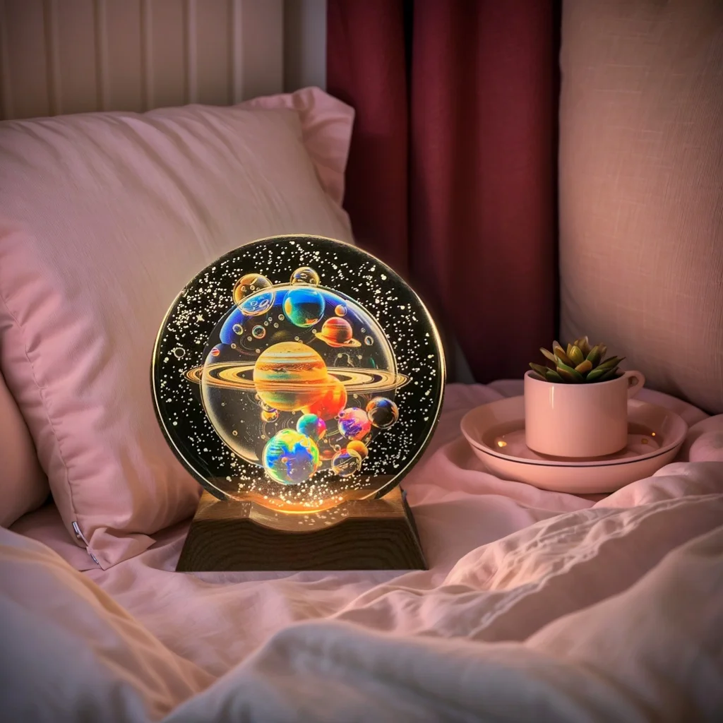 

Colorful cosmic crystal LED night light strip base, glass decorative lamp, suitable for bedrooms, living rooms, birthday and Mot