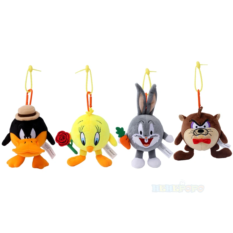 

Милый Looney Tunes 8 см круглый плюшевый брелок с жуками и кроликом, мягкая коллекционная игрушка Tweety Daffy, подарок на день рождения, сумка, аксессуар
