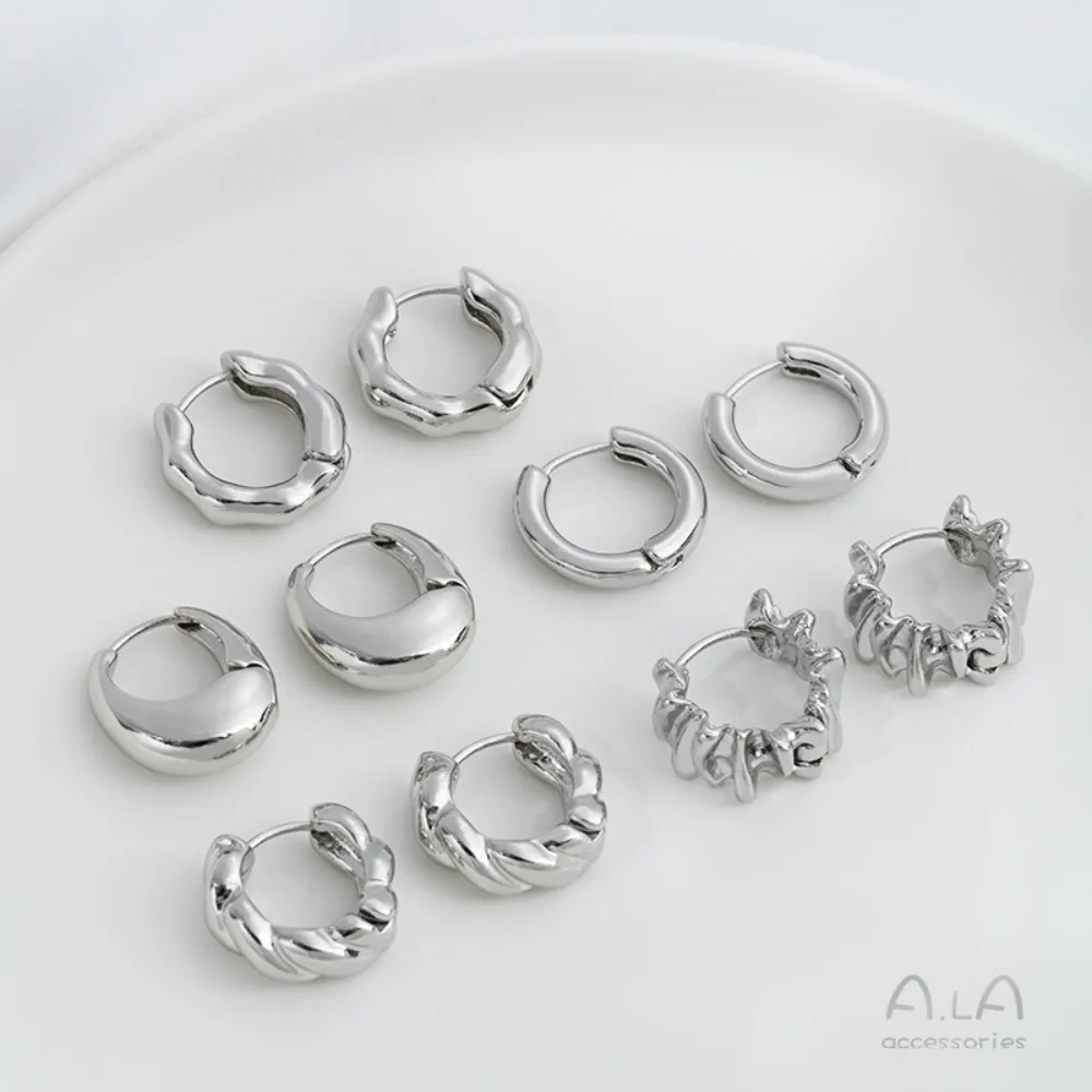 

Plated Gold White Gold Round Twist Earrings, Lava Special-shaped Ear Buckle Feeling Light Luxury Metal Earrings Accessories