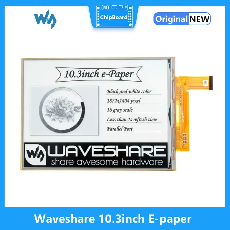 

Waveshare 10,3 дюймовый гибкий E-Ink raw дисплей, параллельный порт, без печатной платы, разрешение 1872*1404, поддерживает частичное обновление