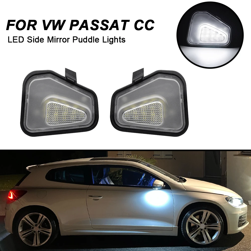 

For VW Passat B7 CC LED Under Mirror Puddle Lights 2PCS For VW Jetta Scirocco EOS Beetle Under Mirror Welcome Lamp