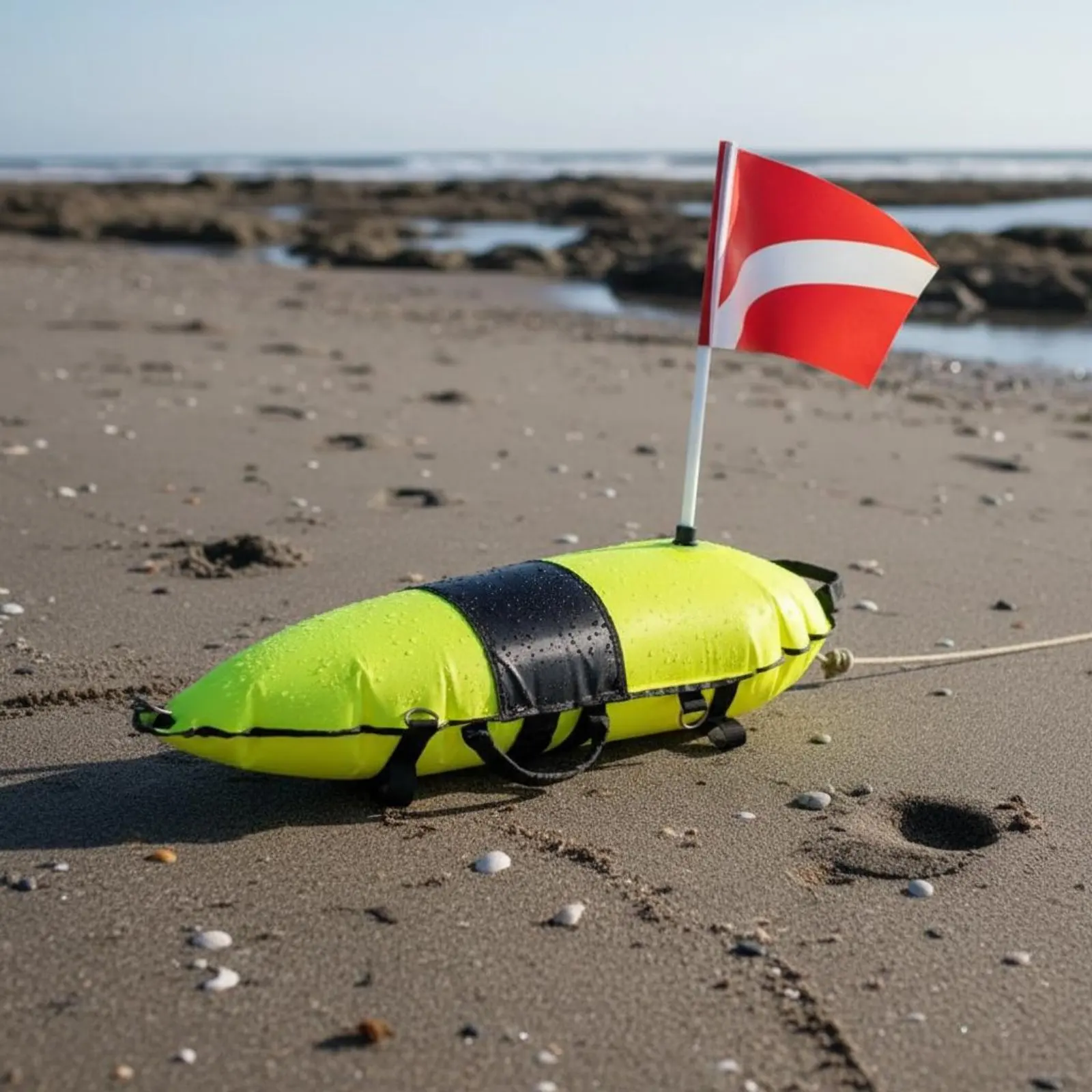 Inflatable Torpedo Buoy Reflective Stripe Torpedo Buoy Floating Safety Flag Tear-Resistant-Resistant Material Water Sport Gear
