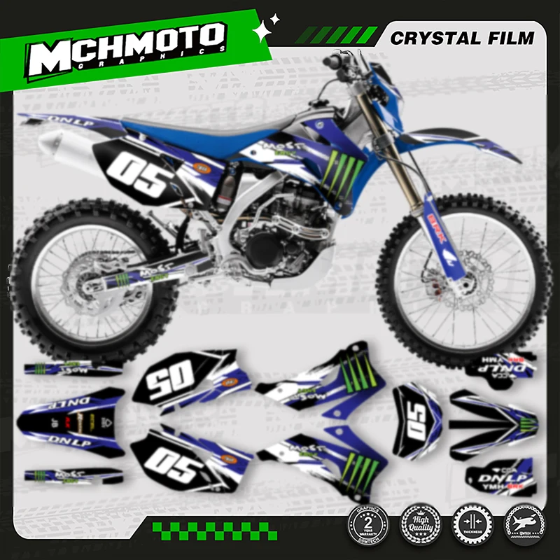 

MCHMFG Motorcycle Graphics Decal Stickers Kits Number Name Custom For YAMAHA 2007-2014 WRF250 2007-2011 WRF450
