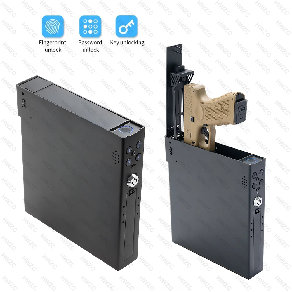 Small Handgun Safe Box Biometric Gun Safe With Fingerprint Key Code Pistol Safes High-security Anti-Theft Safe Security Box