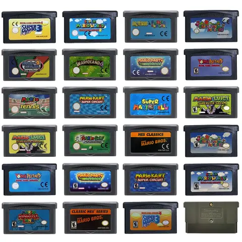 Cartucho de jogo gba, cartão de console de videogame de 32 bits, série mario, super mario avançado, super mario bros mario kart para gba/sp/ds