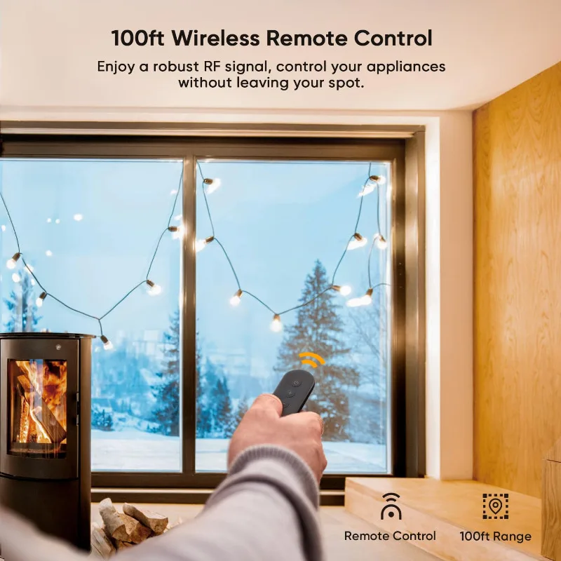TREATLIFE Dimmer Plug with 100FT Wireless Remote Control, IP44 Weather Resistance, Outdoor Dimmer for String Lights, Lamps, Pati