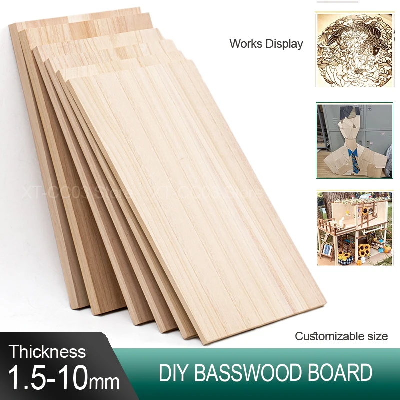 1-20Pcs Basswood Board Plywood Thick1.5mm 2mm 3mm 4mm 5mm 6mm 8mm 10mm Handmade DIY Student Building Model Design Material Sheet