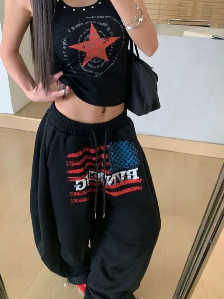 

Повседневные широкие брюки с эластичной резинкой на талии и буквенным дизайном, женские популярные универсальные спортивные баскетбольные брюки для скейтборда