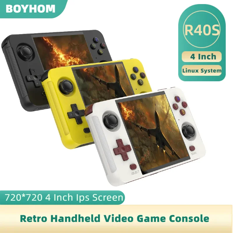 BOYHOM R40S Retro Handheld Video Game Console Linux System 720*720 4 Inch Ips Screen WIFI RK3566 Portable Pocket Video Player