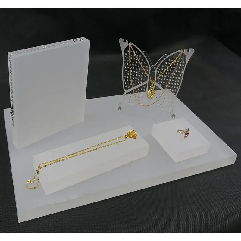custom.Acrylic Jewelry Counter Display Set Earring Ring Necklace Display Rack Unit