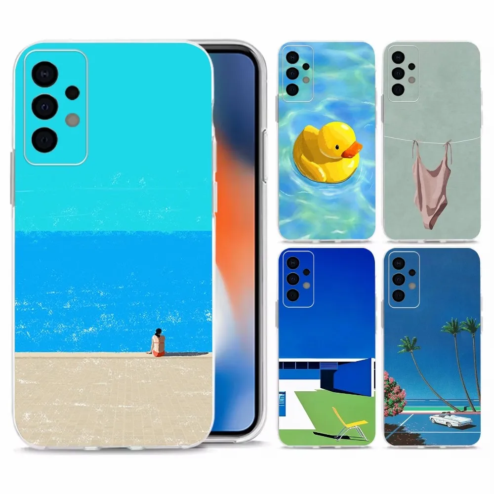 David Hockney Art Phone Case For Samsung Galaxy A71,70,52,40,51,31,A50,21S,30S,Note20ultra Transparent Cover