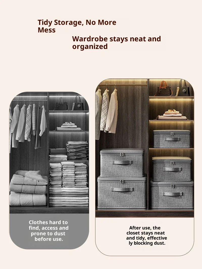 3/1 Stück faltbare Aufbewahrungsbox, tragbarer Stoff-Organizer, zusammenklappbarer Kleidungs-Aufbewahrungsbehälter mit Rädern für die Organisation zu Hause – Detail 3