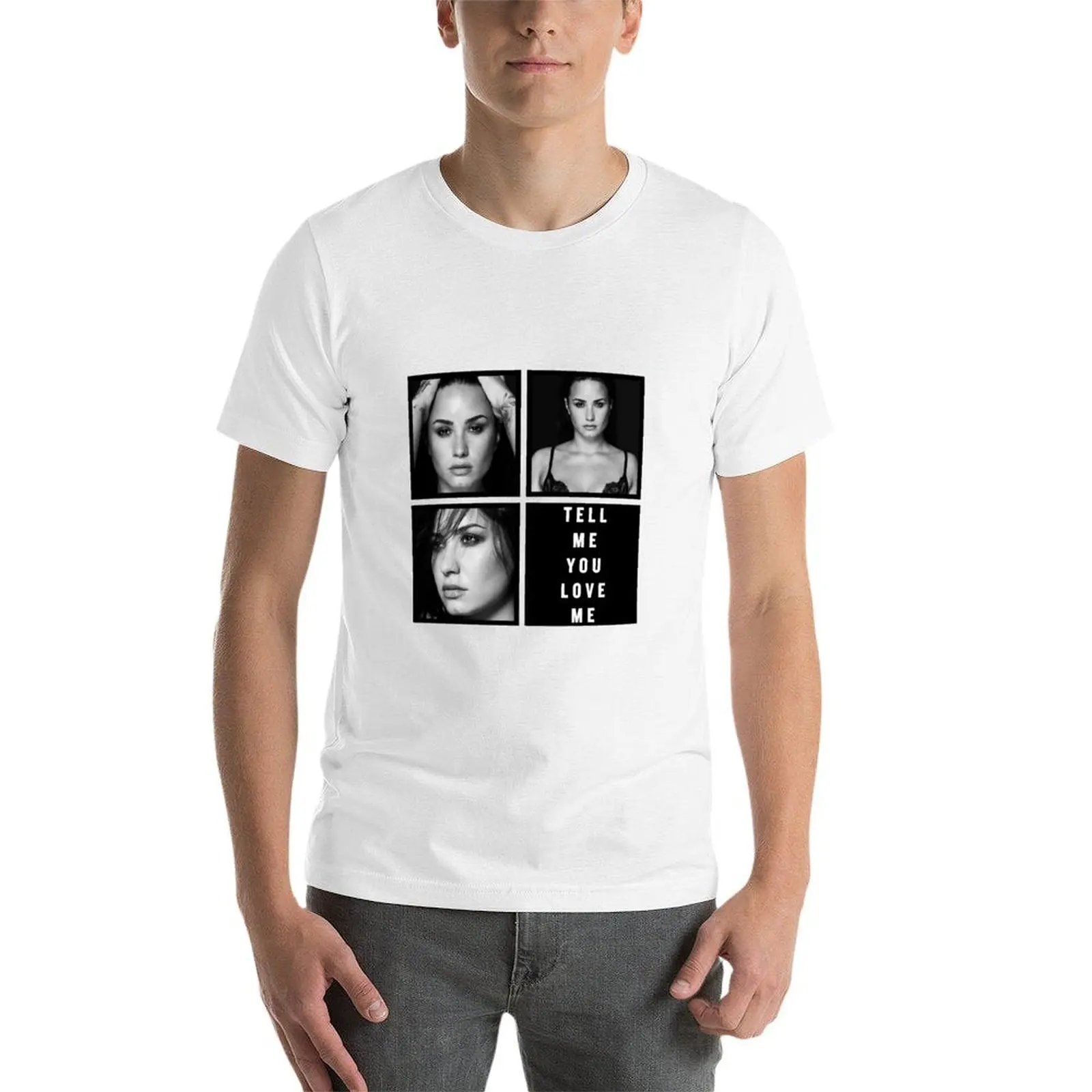 قل لي أنت أحبني-تي شيرت ديمي لوفاتو تي شيرت جرافيك تي شيرت للرجال تي شيرت عالي الجودة ماركة فاخرة تي شيرت #4