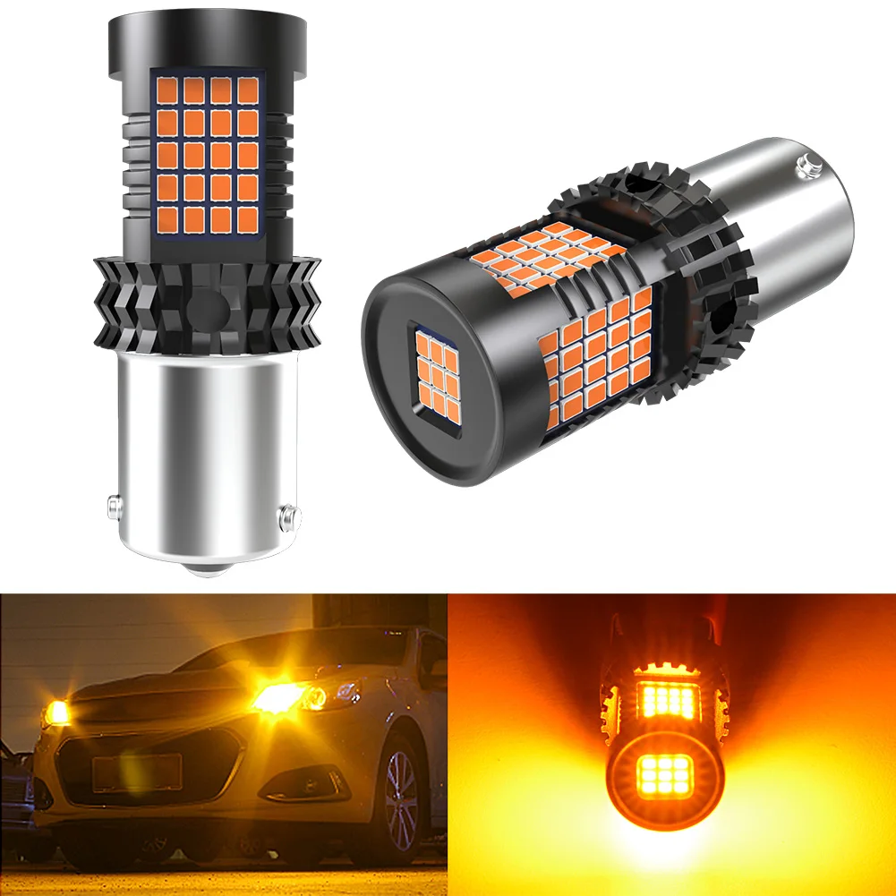 

2Pcs PY21W BAU15S 7507 Amber LED Canbus Bulbs Super Bright 2016SMD Chips Fast Heat Dissipation For Car Turn Signal Lights 12V