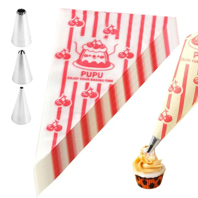 Icing Bags And Tips Set Reusable Piping Bags Baking Bag With 3 Piping Tips Sturdy Frosting Piping Kit Pastry Bags Baked Cake