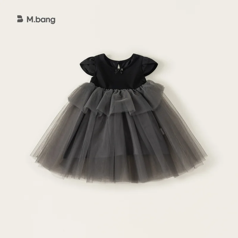 

Bangxuan children's clothing girls' dress black mesh toddler skirt summer new baby princess style cake dress