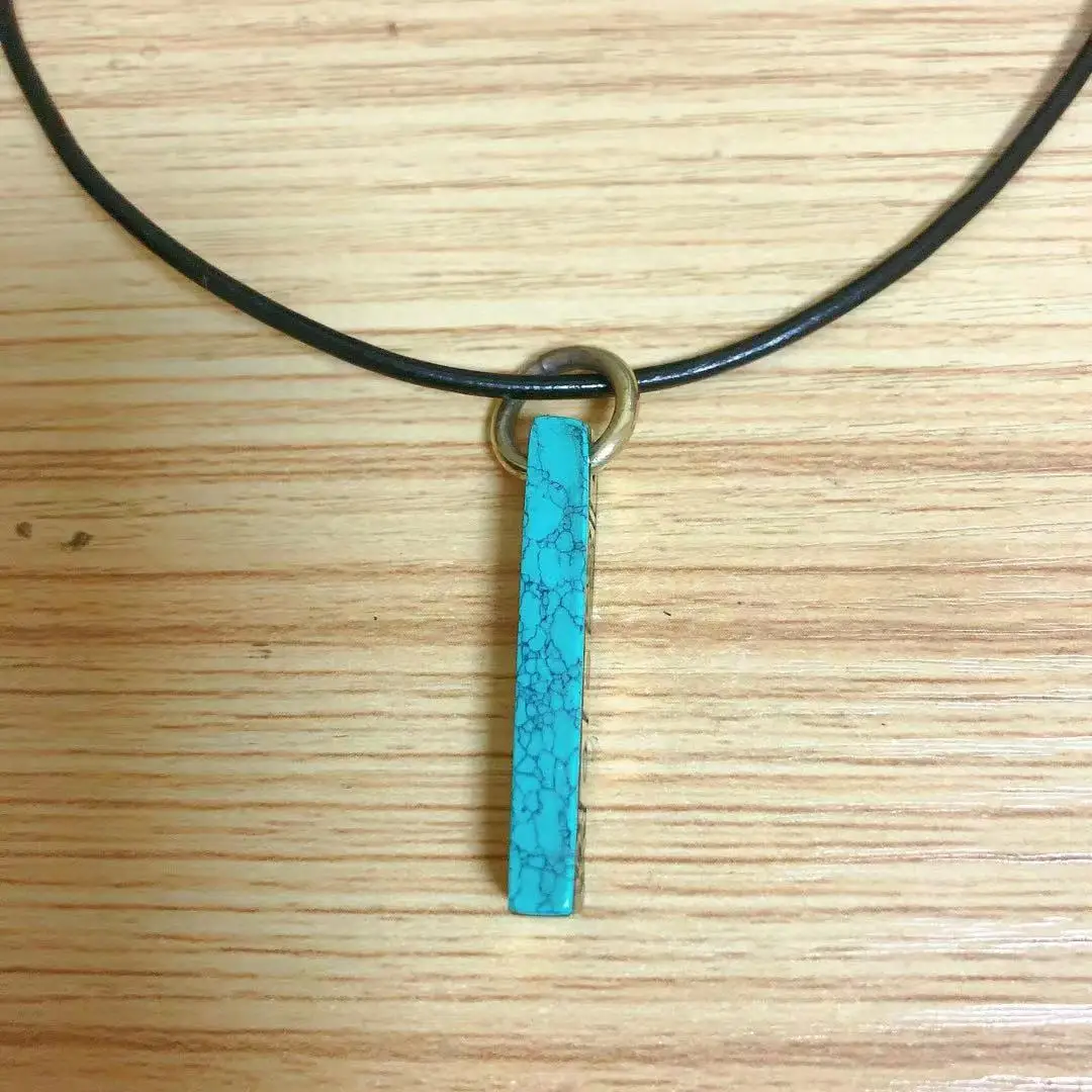 PN177 Tibetan Copper Lucky Signs Stone Double Side Pendant Handmade Nepalese 38mm Long Amulet Charm