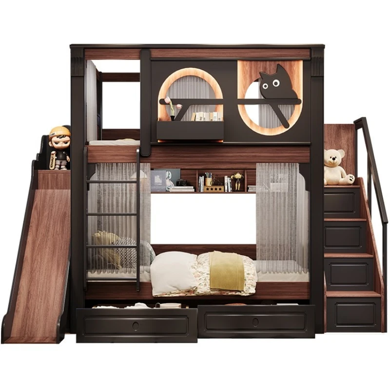 

Children's bed bunk bed All solid wood medium and ancient style double layer