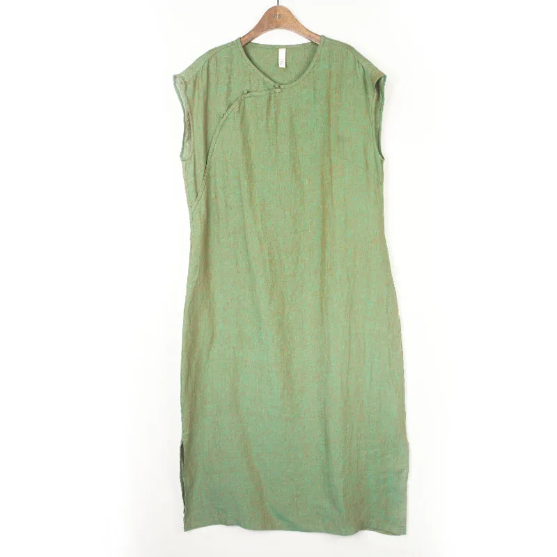 

Original Design Han River Clay 00% Linen Svel round Ne Dr Ele Commuter Sle Loose Waist Silken Fabric